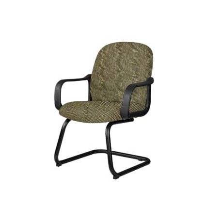 Silla de Visita Tamayo con Brazos, base de trineo, en Tela Stanley Verde