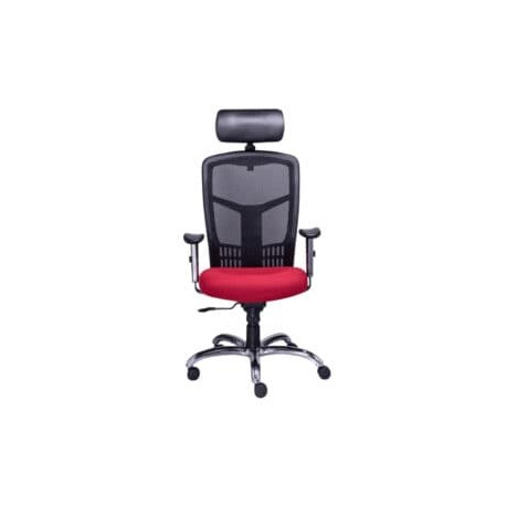 Silla Ejecutiva RE-1960 Asiento en Tela Rojo y Respaldo en Mesh Negro