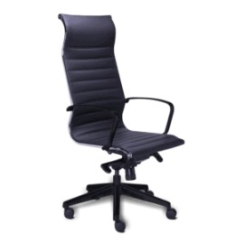 Silla Ejecutiva Retro en Vinipiel Negro, Estructura Negro