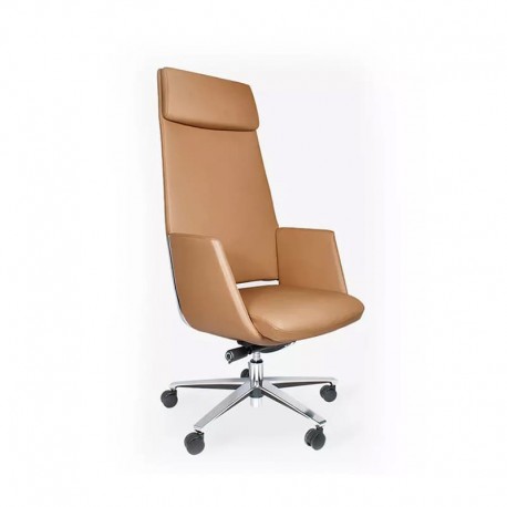 Silla Ejecutiva RP-4600 c/cabecera Asiento en Piel y Respaldo en Mesh Negro, Estructura Cromada