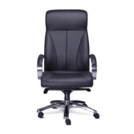 Silla Ejecutiva RP-8000 en Simil Piel Negro, Estructura Cromada
