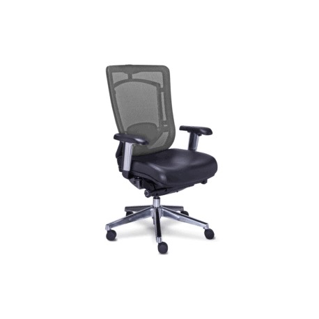 Silla Semi Ejecutiva Dynamic Asiento en Piel Negro y Respaldo en Mesh Gris