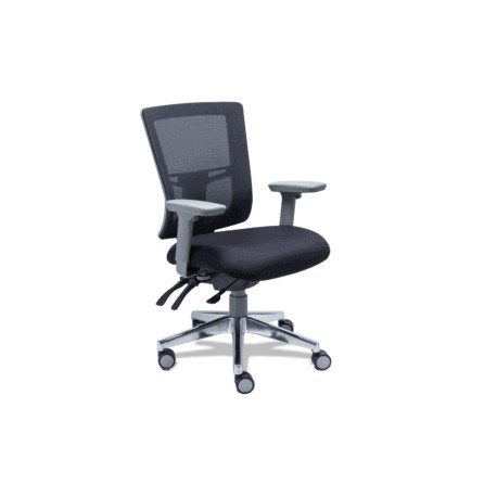 Silla Semi Ejecutiva Quadra Mesh y Tela Negro Estructura Gris