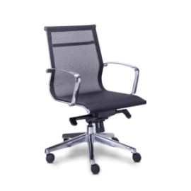 Silla Semi Ejecutiva Retro Asiento y respaldó en Mesh Negro, Estructura Cromo