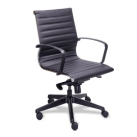 Silla Semi Ejecutiva Retro en Vinipiel Negro, Estructura Negro