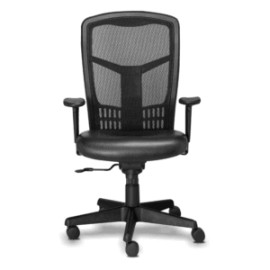 Silla Semi Ejecutiva RP-4501 Asiento en Piel y Respaldo en Mesh Negro, Estructura Negra
