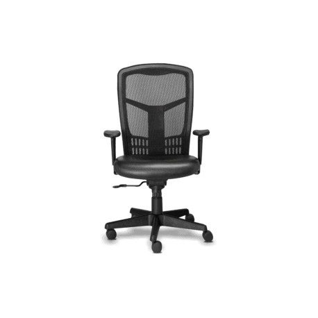 Silla Semi Ejecutiva RP-4501 Asiento en Piel y Respaldo en Mesh Negro, Estructura Negra