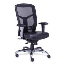 Silla Semi Ejecutiva RP-4601 Asiento en Piel y Respaldo en Mesh Negro, Estructura Cromada