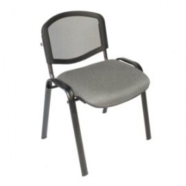 Silla Visita s/b Respaldo Mesh Tela Mini Color Acero