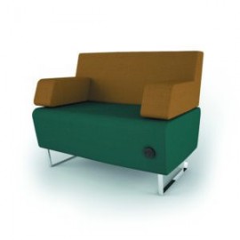 Sillón recto Attesa 914 con respaldo doble y descansabrazos