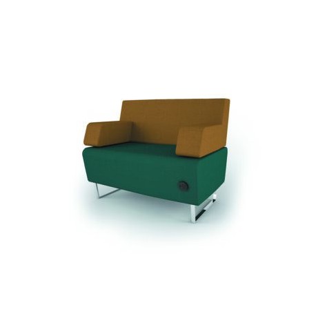 Sillón recto Attesa 914 con respaldo doble y descansabrazos