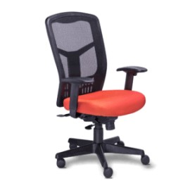 Silla Semi Ejecutiva RE-1951 Asiento en Tela naranja y Respaldo en Mesh Negro