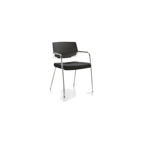 Silla de Visita Cool 4 Puntos Respaldo en Polipropileno y Asiento en Piel, Estructura Negra