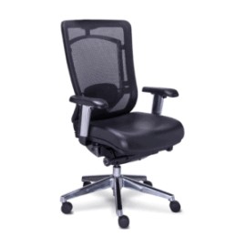 Silla Semi Ejecutiva Dynamic Asiento en Piel Negro y Respaldo en Mesh Negro