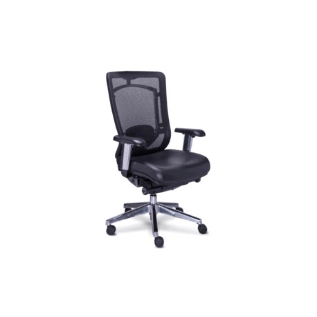 Silla Semi Ejecutiva Dynamic Asiento en Piel Negro y Respaldo en Mesh Negro
