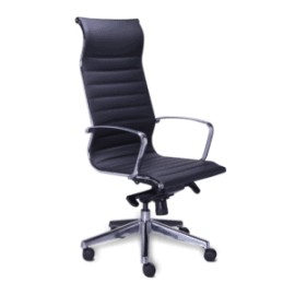 Silla Ejecutiva Retro en Vinipiel Negro, Estructura Cromo