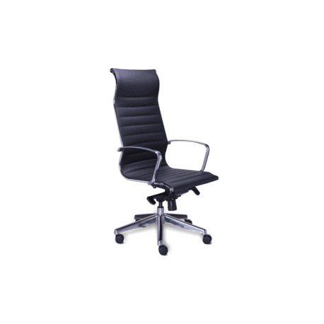 Silla Ejecutiva Retro en Vinipiel Negro, Estructura Cromo