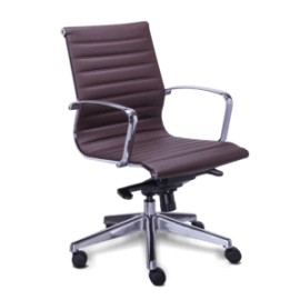 Silla Semi Ejecutiva Retro en Vinipiel Café, Estructura Cromo