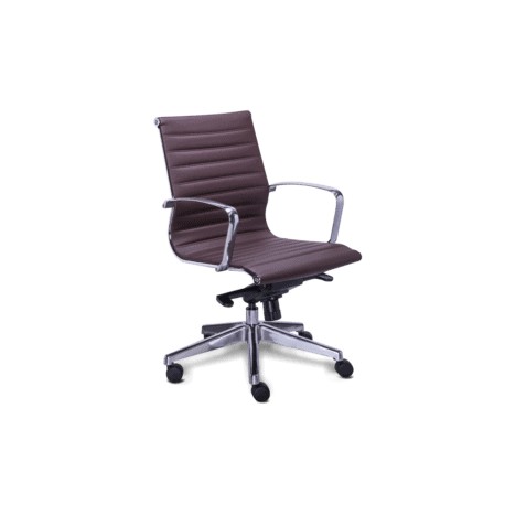 Silla Semi Ejecutiva Retro en Vinipiel Café, Estructura Cromo