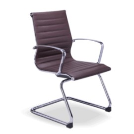 Silla de Visita Retro en Vinipiel Café, Estructura Cromo