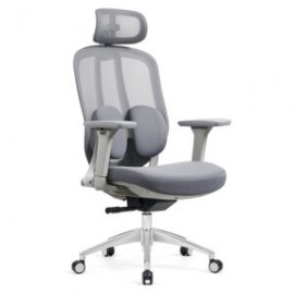 Silla Ejecutiva Organic Mesh y Tela Gris Base Cromada
