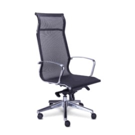 Silla Ejecutiva Retro Asiento y Respaldo en Mesh Negro, Estructura Cromo