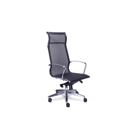 Silla Ejecutiva Retro Asiento y Respaldo en Mesh Negro, Estructura Cromo