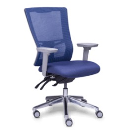 Silla Ejecutiva Quadra Mesh y Tela Azul Estructura Gris