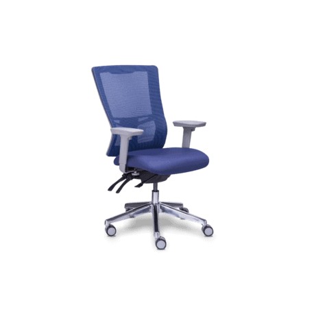 Silla Ejecutiva Quadra Mesh y Tela Azul Estructura Gris