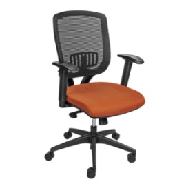 Silla Operativa Klave 120 Respaldo en Mesh, Asiento en Tela Naranja