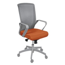 Silla Operativa Klave 140GR Respaldo en Mesh Gris y Asiento en Tela Naranja