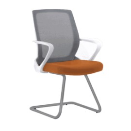 Silla de Visita Klave 145BL Respaldo en Mesh Gris, Asiento en Tela Naranja