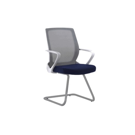 Silla de Visita Klave 145GR Respaldo en Mesh Gris y Asiento en Tela Azul