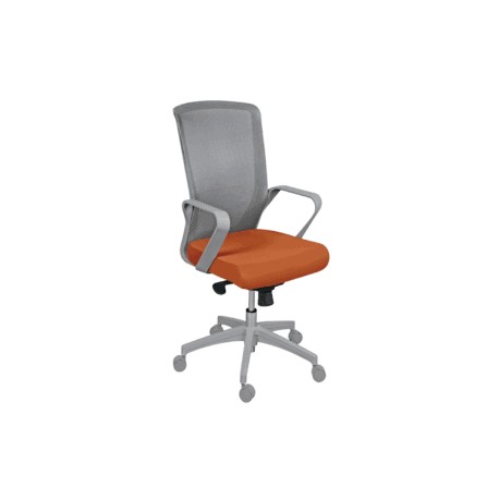 Silla Operativa Klave 140GR Respaldo en Mesh Gris y Asiento en Tela Naranja