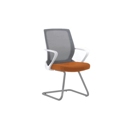 Silla de Visita Klave 145BL Respaldo en Mesh Gris, Asiento en Tela Naranja