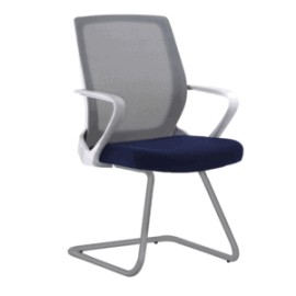 Silla de Visita Klave 145GR Respaldo en Mesh Gris y Asiento en Tela Azul