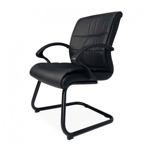 Silla Ejecutiva Klave 1120 en Vinipiel Negro, Estructura Cromada