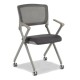 Silla de Visita multifuncional Skip RE-685 Respaldo en Mesh y Asiento en Tela Gris abatible, con Rodajas