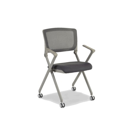 Silla de Visita multifuncional Skip RE-685 Respaldo en Mesh y Asiento en Tela Gris abatible, con Rodajas