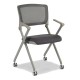 Silla de Visita multifuncional Skip RE-685 Respaldo en Mesh y Asiento en Tela Gris abatible, con Rodajas