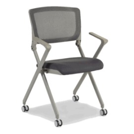 Silla de Visita multifuncional Skip RE-685 Respaldo en Mesh y Asiento en Tela Gris abatible, con Rodajas