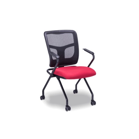 Silla de Visita RE-1515 multifuncional Mesh Negro Asiento Abatible con Rodajas