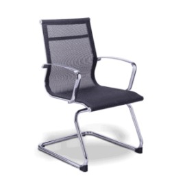 Silla de Visita Retro asiento y Respaldo en Mesh Negro, Estructura Cromo
