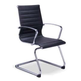 Silla de Visita Retro en Vinipiel Negro, Estructura Cromo