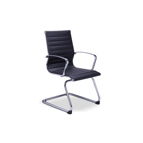 Silla de Visita Retro en Vinipiel Negro, Estructura Cromo